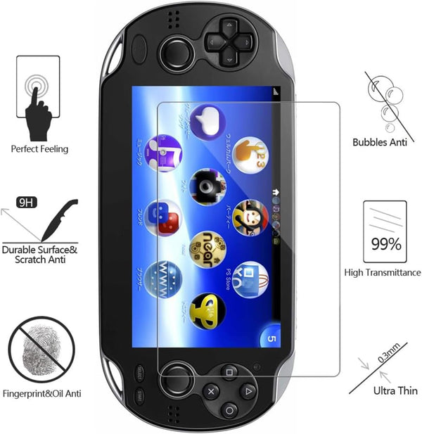 Screen Protector Compatible with PS Vita 1000 (Pack of 2), Premium HD Clear 9H Tempered Glass Screen Protective Film High Clarity Touch Accuracy