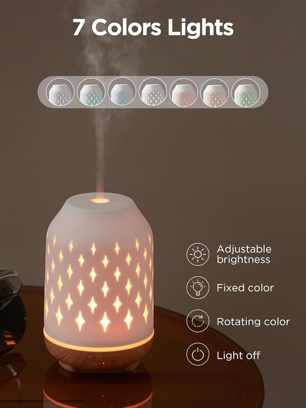 InnoGear Aromatherapy Diffuser, 150ml Ceramic Diffuser Mother's Gift Ultrasonic Humidifier Cool Mist Essential Oil Diffusers for Home Air Diffuser