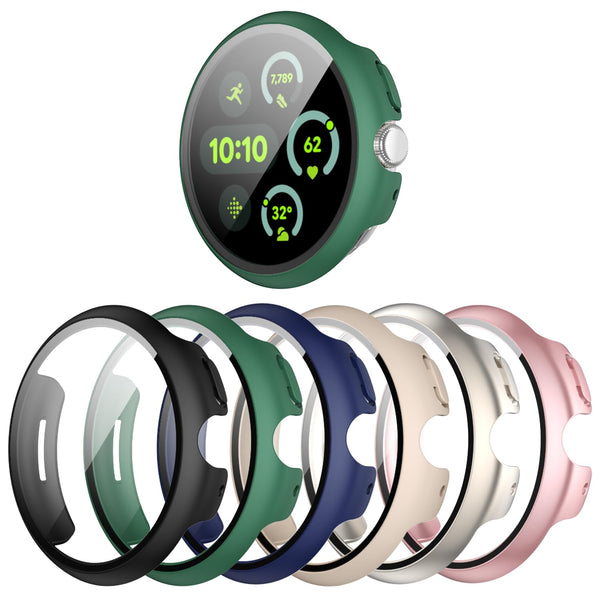 shenou 6 Pack Hard PC Screen Protector Case for Google Pixel Watch 3 45mm | Shockproof Bumper Cover with Tempered Glass Screen Protector