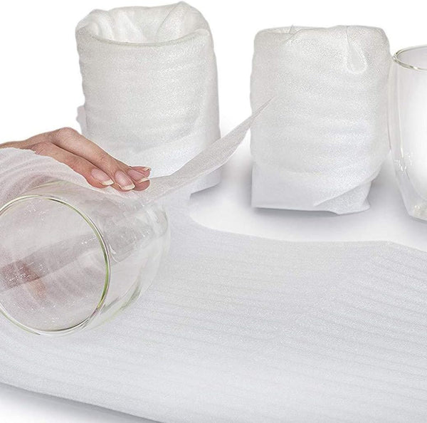 Mighty Gadget 100-Pack Foam Packing Sheets, 12" x 12" (1/16" Thick) Polyethylene, Pre-Cut Non-Abrasive Cushioning for Moving Shipping Storage,