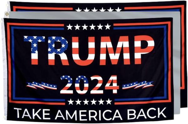 Double-Sided Trump 2024 Flag - Take America Back - 3x5 Foot Indoor Outdoor Decoration Banner With a FREE Sticker - Double-Sided Banner With Vivid