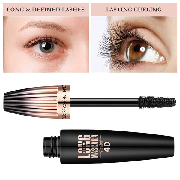 4D Fiber Eyelash Mascara, Natural Waterproof Lasting Lash Mascara Black Volume, Lengthening Thickening Softer Fuller Lashes Amplify Eyelash Primer