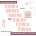 Glamnetic Press On Nails - French Peach | Super Short Round Fake Nails with Pastel Peach French Tips and Glossy Finish, Salon Quality | 15 Sizes -