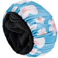 Aquior Shower Cap,Extra Large Triple Layer Bathing Cap with Dry Hair Function for Women Microfiber Terry Cloth Silky Satin 100% Waterproof