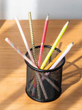 HSYMQ Black Pen Holder Cup for Desk, Pencil Cup Holder, Black Wire Mesh Pen Cup for Desk Office Pen Organizer