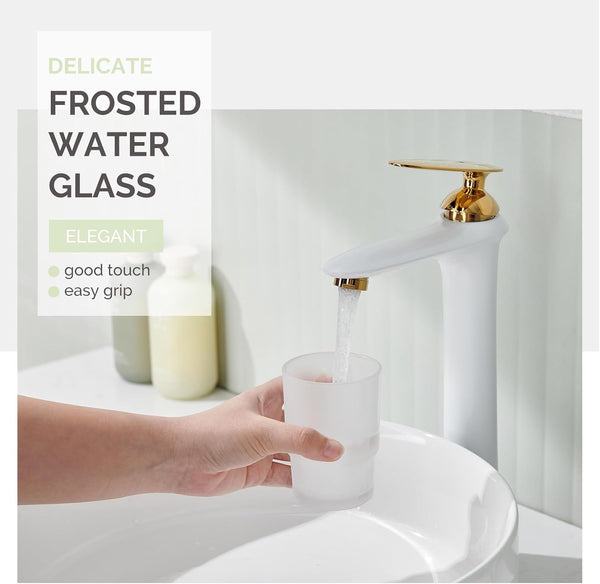 Bathroom Rinsing Cup, Angle Simple Frosted Glass Tumbler Cup, Toothbrush and Toothpaste Holder Drinking Glasses Glassware
