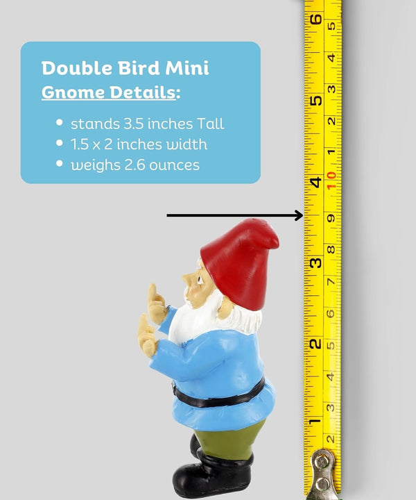 Gnometastic Mini Middle Finger Gnome 3.5in, Naughty, Funny Garden Gnomes Outdoor Decoration for Yard Lawn Ornament Fairy Garden Decor,