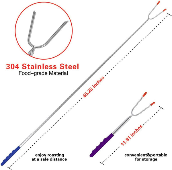 Briout Marshmallow Roasting Sticks 12 Colors Extra Long 45'' Stainless Telescoping Hot Dog Smores Skewers Kids Safe Barbecue Forks for Campfire,