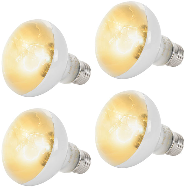 CALPALMY (4-Pack 100W Reptile Heat Lamp Bulbs - UVA Daylight Basking Light Bulbs for Reptiles, Turtles, Lizard, Bearded Dragon and Amphibians -