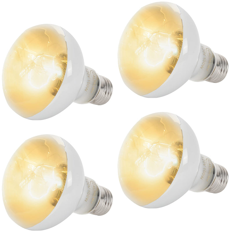 CALPALMY (4-Pack 100W Reptile Heat Lamp Bulbs - UVA Daylight Basking Light Bulbs for Reptiles, Turtles, Lizard, Bearded Dragon and Amphibians -