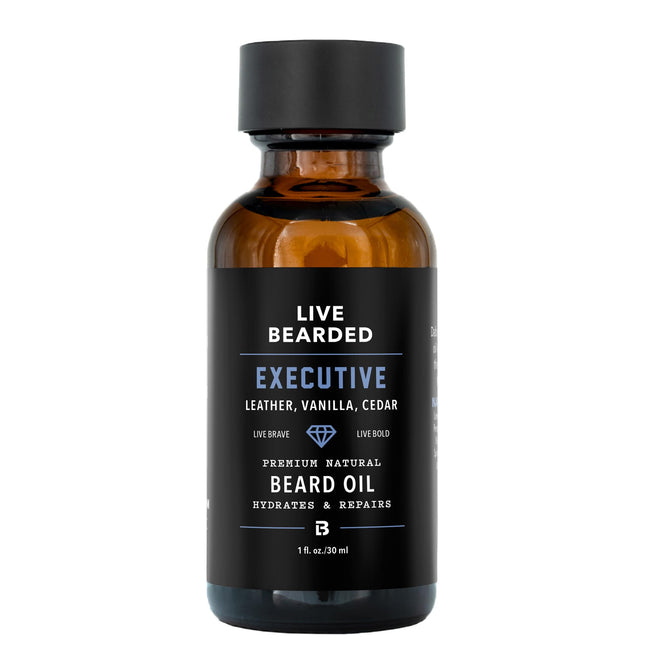 Live Bearded® Beard Oil, Executive, Cedar, Vanilla, 1 fl oz Leather, Vanilla, Ce