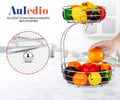 Auledio 2-Tier Countertop Fruit Vegetables Basket Bowl Storage With Banana Hanger,Chrome
