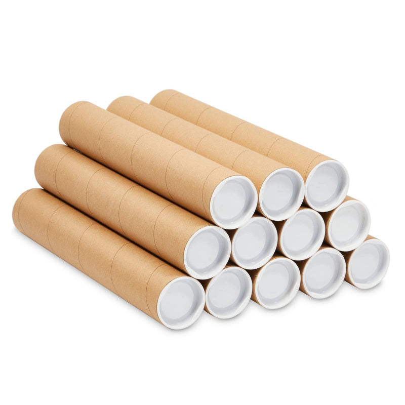 Stockroom Plus Mailing Tubes - Poster Storage Capacity - Blueprint Tube Protection - Spiral Construction & Thick Cardboard Strength - 2 in x 12