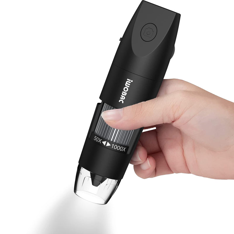 IWOBAC Digital Microscope Wireless Pocket Handheld USB Microscopes, 50x-1000x Zoom Fixed Focus HD Magnifier with LEDs, Inspection Camera