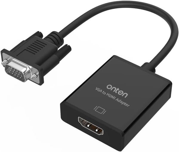 ONTEN VGA to HDMI, 1080P VGA to HDMI Adapter (Male to Female) for Computer, Desktop, Laptop, PC, Monitor, Projector, HDTV with Audio Cable and USB