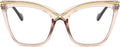 FEISEDY Women Oversized Square Blue Light Blocking Glasses Anti Eyestrain Cat Eye Fashion Eyewear B2956 Transparent Tea 55 Millimeters