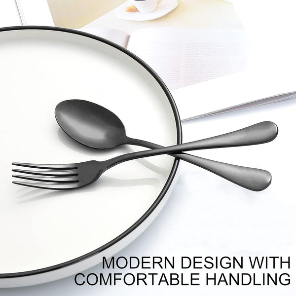 Set of 12, Stainless Steel Dinner Forks and Spoons Silverware Set, Heavy-Duty Forks (8 Inch) and Spoons (6.7 Inch) Cutlery Set, Dishwasher Safe