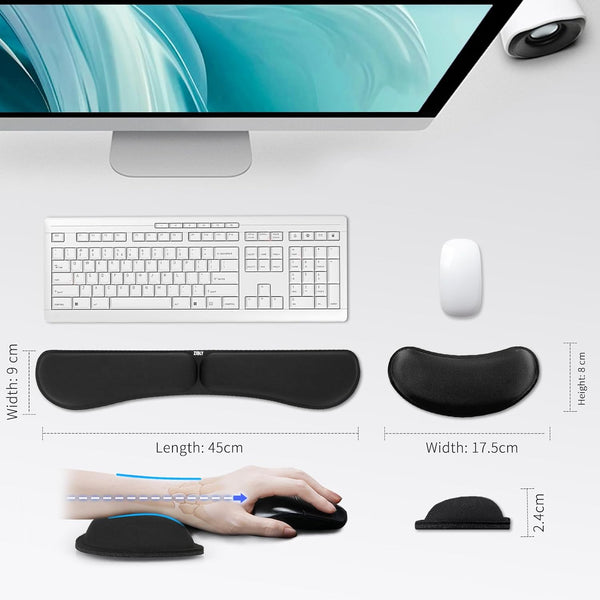 Zibly Ergonomic Gel Keyboard Wrist Rest & Mousepad Rests for Computer, Silky Memory Foam for Typing (Black Combo)