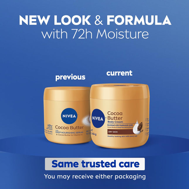NIVEA Cocoa Butter Body Cream with Deep Nourishing Serum, Cocoa Butter Cream for