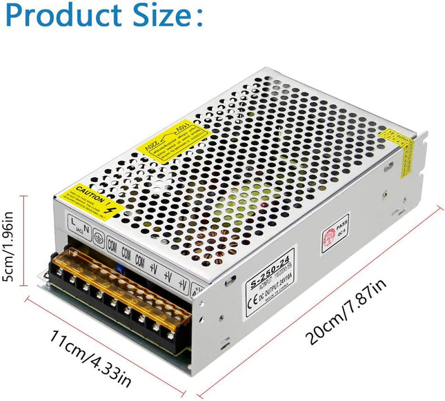 SHNITPWR 24V Power Supply 10A 240W AC DC Adapter, DC 24 Volt 10 Amp Switching Power Converter Transformer LED Driver 110