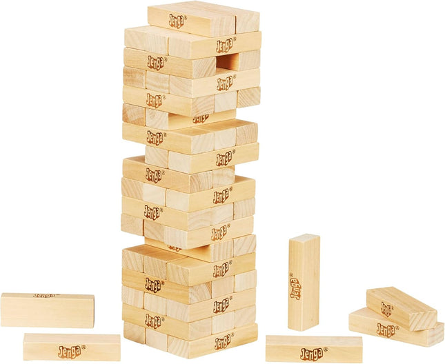 Hasbro Gaming Jenga Wooden Blocks Stacking Tumbling Tower Game | Party Games for