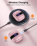 TAGRY Bluetooth Headphones True Wireless Earbuds 60H Playback LED Power Display Earphones with Wireless Charging Case IPX5 Waterproof in-Ear Ear