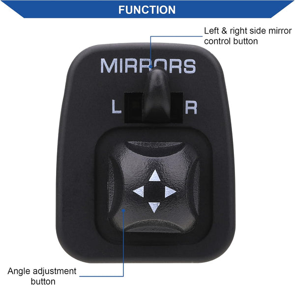 Mirror Control Switch Button Compatible with Ford F150 F250 F350 Excursion Expedition Escort Thunderbird Windstar Lobo Replaces F65Z17B676AB Front