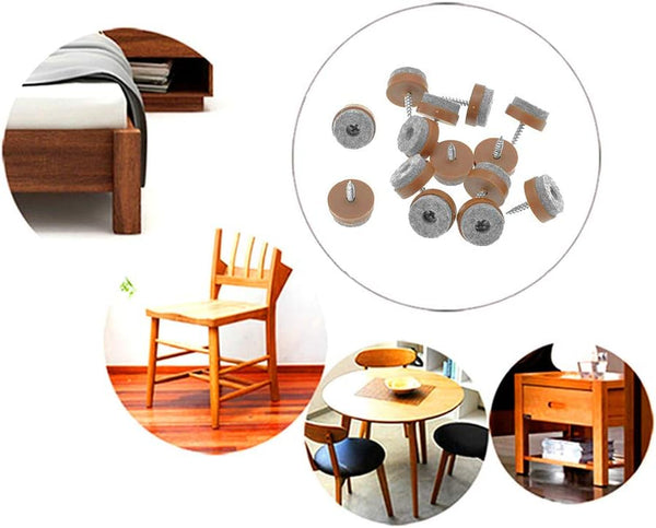ALIMITOPIA 40pcs Screw-on Furniture Felt Pad Chair Glide Slider Hardwood Floor Protector for Wooden Leg Feet of Chair Table Furniture(Φ28mm or