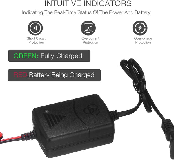 12V Sealed Lead Acid (SLA) Battery Charger 1000mA, Battery Charger Maintainer 12v Trickle Charger for Boats Motorcycles ATVs Riding Mowers & Car