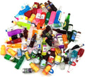 Miniature Food Drink Bottles Pretend Play Kitchen Game Party Toys (10 Bottles + 10 Foods（Random）)