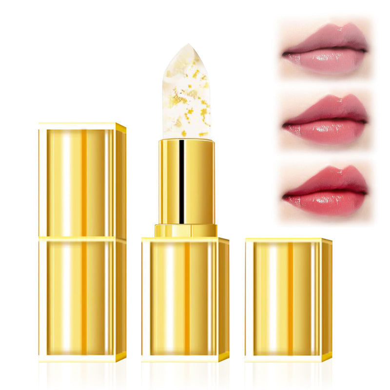 2PCS Transferproof Color Changing Lipstick, Color Changing Lipstick Gold Foil for Women, Moisturizing Glossy Shine Lip Gloss, Deep Nourishment