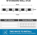 IMILLET 2 Pack Wall Mount Broom Holder Stainless Steel 5 Racks with 4 Hooks Broom Organizer Self Adhesive Heavy Duty Laundry Room, Garage
