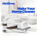 Holikme 7 Pack Cleaning Brush Scrub Brush Kitchen Brush for Floor,Brown | Deep Cleaning Brush Set, Scrub Pads with Scraper Tip for Pool Walls,