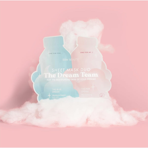 ESW Beauty The Dream Team Face Mask Duo – Hydrating & Moisture Repair Skincare Set – Includes The Pink Dream & Blue Dream – Vegan, Cruelty-Free,