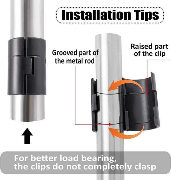 16 Wire Shelving Shelf Lock Clips for 1" Post, 8 Pairs of Shelving Sleeves Replacements for Wire Shelving System, Plastic Shelf Locking Clips
