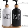 MOMEEMO Soap Dispenser Set, Contains Hand and Dish Soap Dispenser, Suitable for Kitchen Decor. (Black & White) Hd Black White & Tray