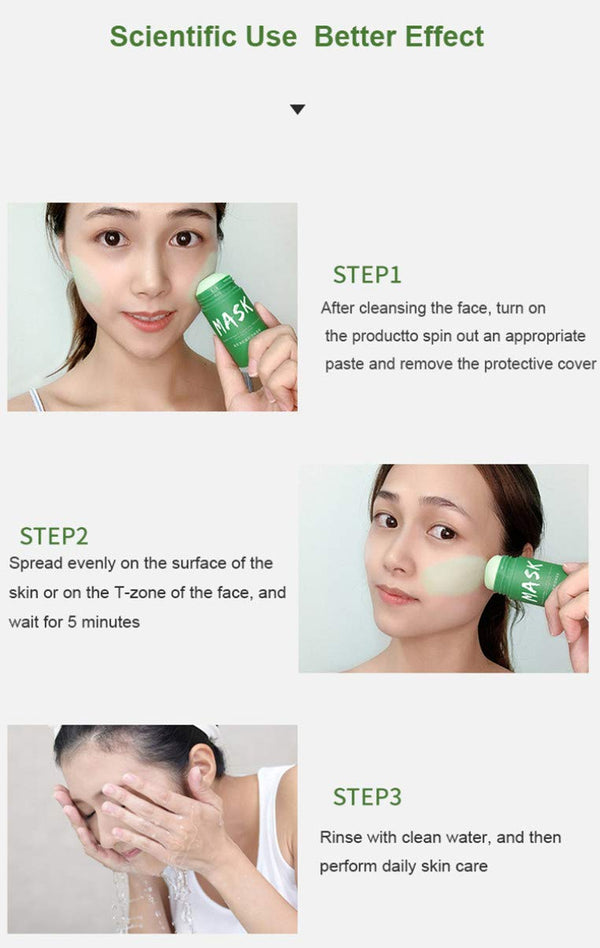 Grospe Green Tea Mask Stick Blackhead Remover Deep Pore Cleansing Clay Stick Mask Moisturizing Oil Control Shrink Pores Remove Anti-Acne Mask