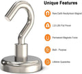 Magnetic Hooks Heavy Duty, 110 Lbs Strong Magnet Hooks for Hanging, Magnet with Hook for Cruise, Refrigerator, Pack of 6