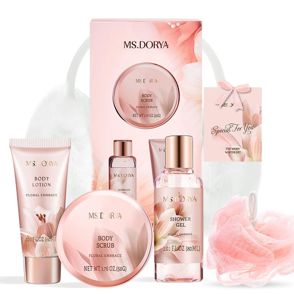 Birthday Gifts for Women Mom, Spa Gift Baskets for Her Wife,- 5 Pcs Relaxing Self Care Gifts Set with Body Lotion & Plush Earmuffs, Ideal Mothers