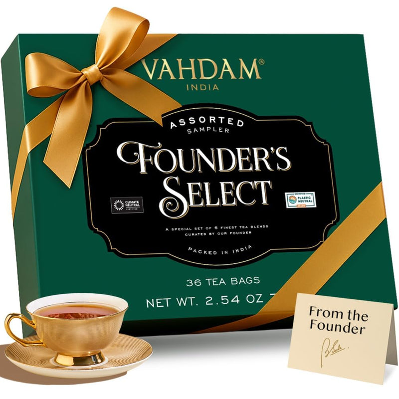 VAHDAM, Assorted Tea Gift Set (6 Varieties, 36 Tea Bags) - Variety Pack - Black, Green, Chai and Herbal Tea Sampler | Gifts Set for Lovers | Gifts