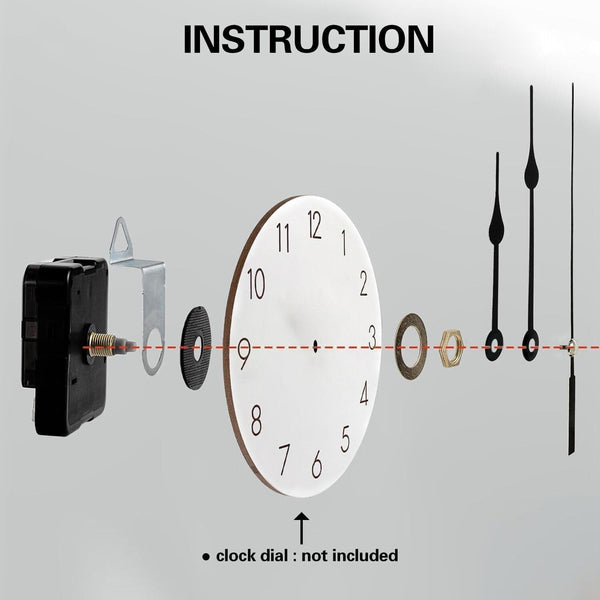 2 Pieces Silent Clock Movement Mechanism Long and Short Shaft with 6 Different Pairs of Hands DIY Clock Repair Parts Motor Replacemen Black