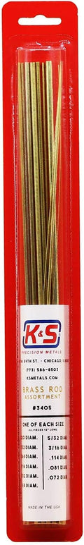 K&S 3405 round Brass Rod Assortment, 11 Pieces, Made in the USA
