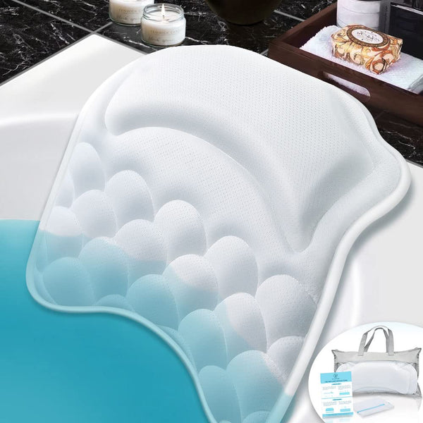 Beautybaby Bathtub Spa Pillow Bath Pillows for tub, with Non-Slip 8 Large Strong Suction Cups, Free Machine Washable Bag Luxurious Head, Neck,