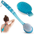 2 Pack Bath Body Brush Long Handle Back Shower Brush Exfoliating Back, Body, and Feet Scrubber Soft Nylon Bristles (Blue & Green) Blue, Green