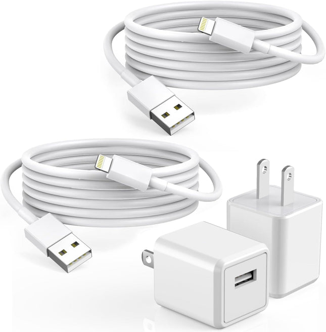 Iphone Charger,2Pack 6FT USB Wall Charger Fast Charging USB Cable Charging Cube Travel Plug Block with 6Foot Fast Cuble 