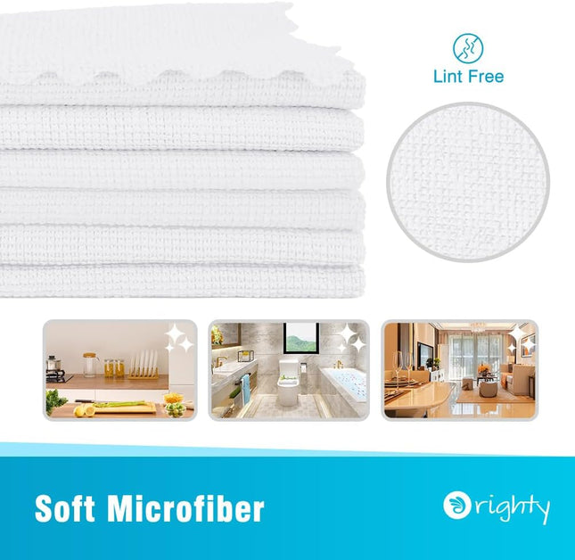 Orighty Microfiber Cleaning Cloth - 24 Pack, White Cleaning Rags 12x11 inch Whit