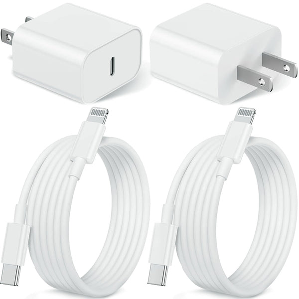 Iphone 14 13 12 Charger Fast Charging, 2 Pack 20W Fast PD USB C Wall Charger Adapter with 3Pack 6Ft USB C to Lightning Cable (Mfi Certified) for