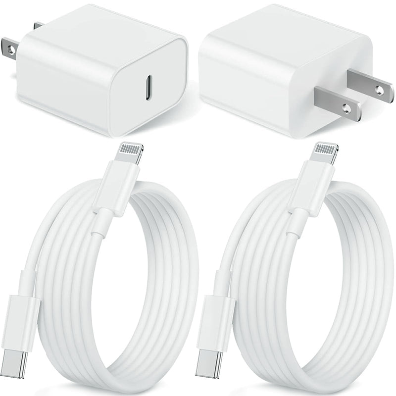 Iphone 14 13 12 Charger Fast Charging, 2 Pack 20W Fast PD USB C Wall Charger Adapter with 3Pack 6Ft USB C to Lightning Cable (Mfi Certified) for