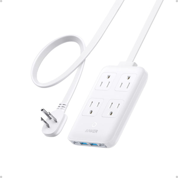 Anker Charging Station, 20W Max 8-in-1 USB-C Power Strip for iPhone 15/14 and MacBook Air/Pro, 5 ft Thin Cord with 4 AC, 2 USB-A, and 2 USB-C