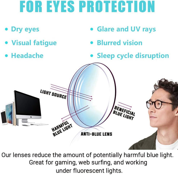 Blue Light Blocking Glasses, Blue Blocker Computer Glasses for Men Women, anti Glare 400 UV & Eye Strain Fake Square Glasses